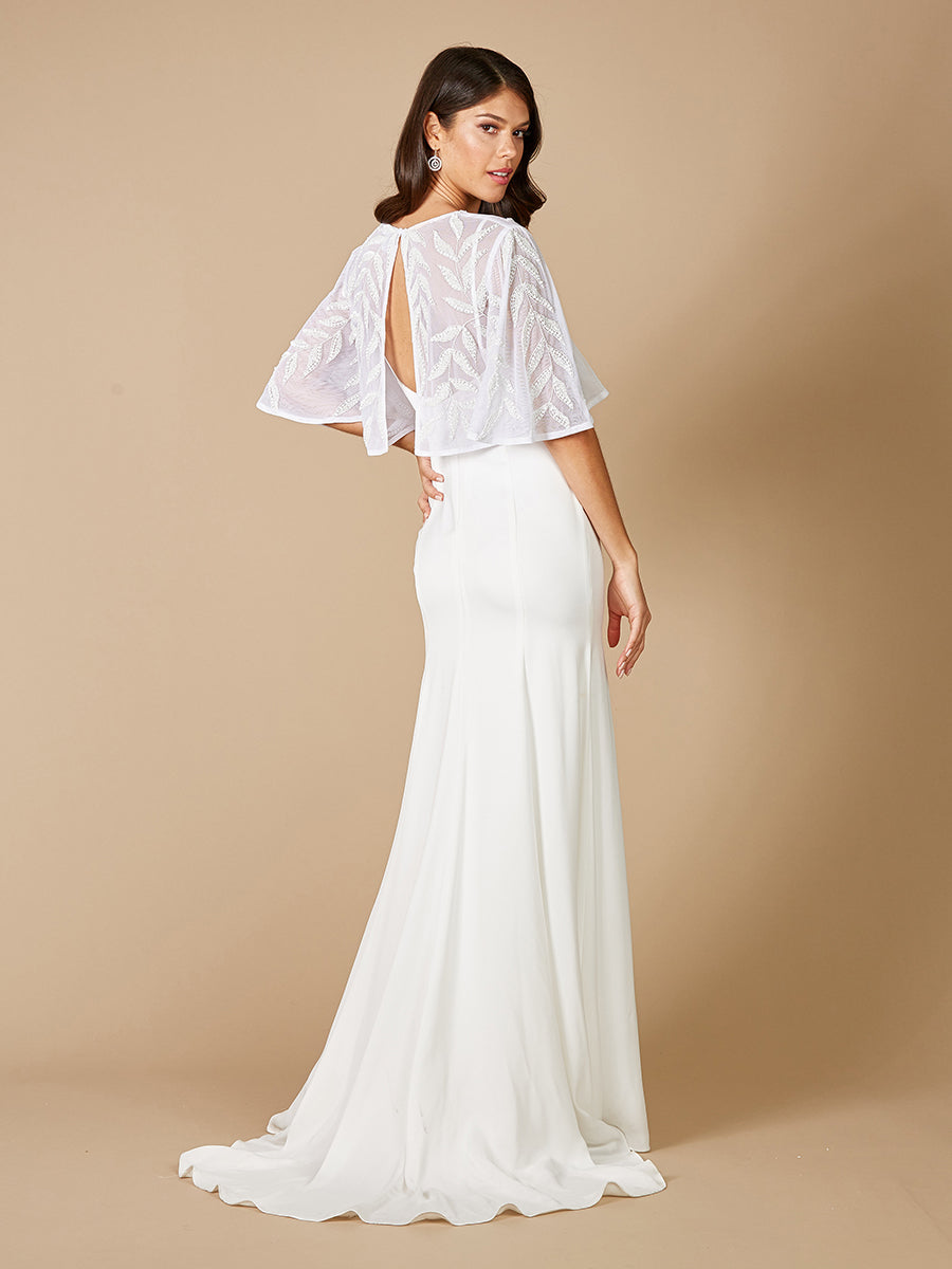 Gilly Boho Beaded Pull-On Bridal Capelet - JUSTLUXURY