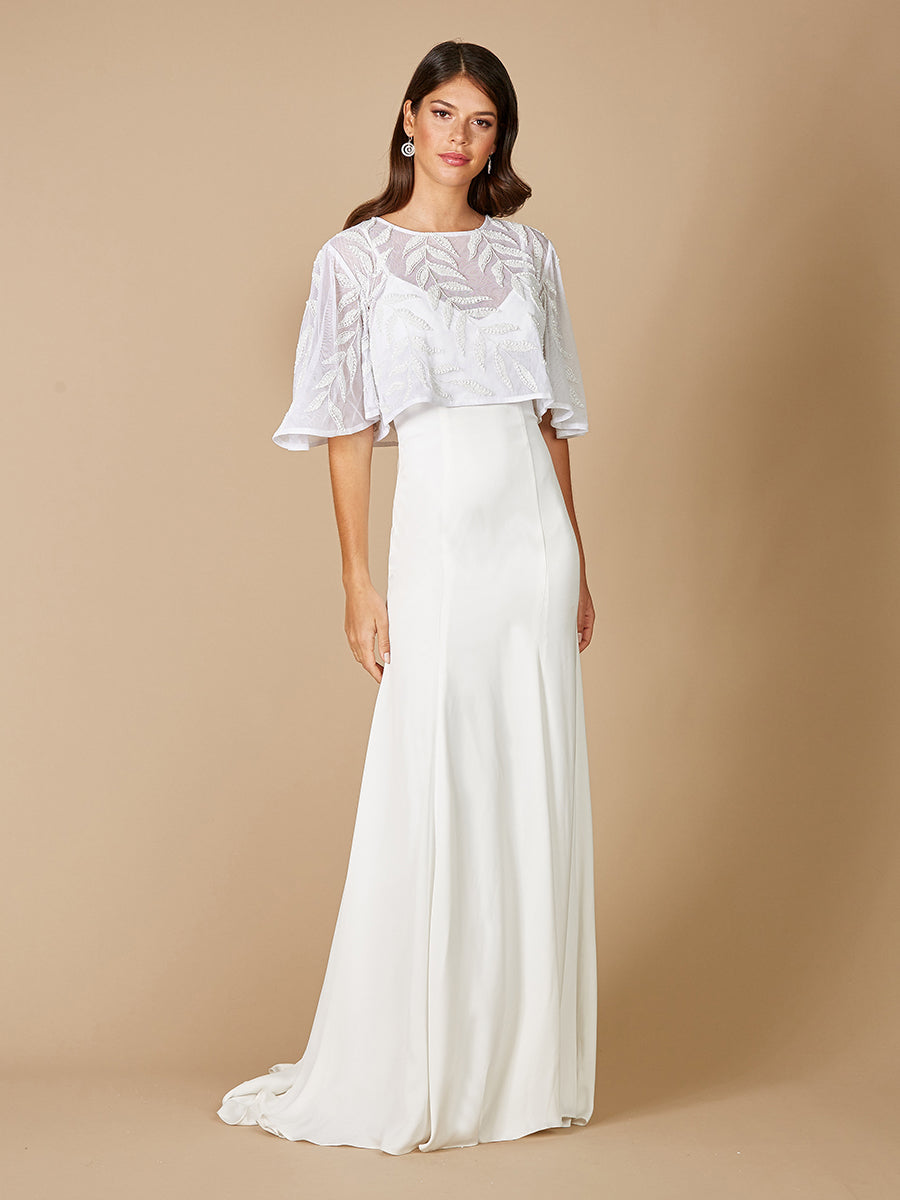 Gilly Boho Beaded Pull-On Bridal Capelet - JUSTLUXURY