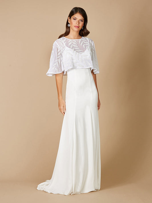 Gilly Boho Beaded Pull-On Bridal Capelet - JUSTLUXURY