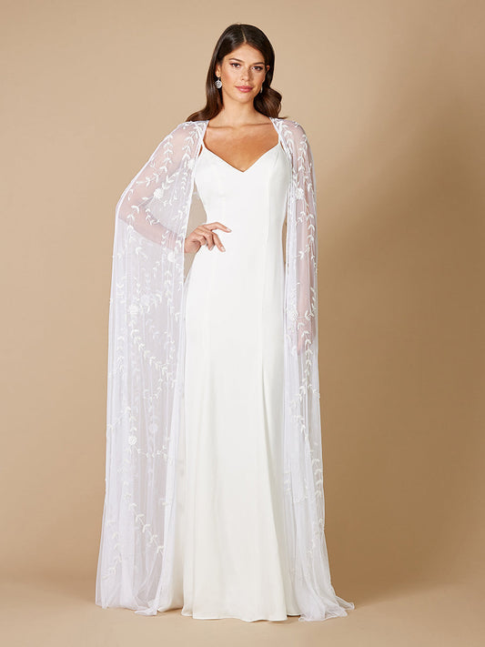 Gerrie Full-Length Beaded Bridal Cape - JUSTLUXURY