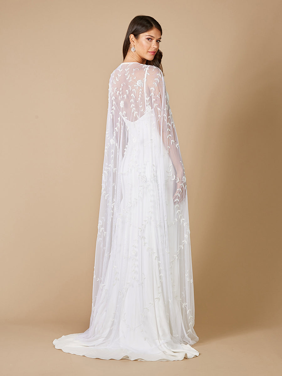 Gerrie Full-Length Beaded Bridal Cape - JUSTLUXURY