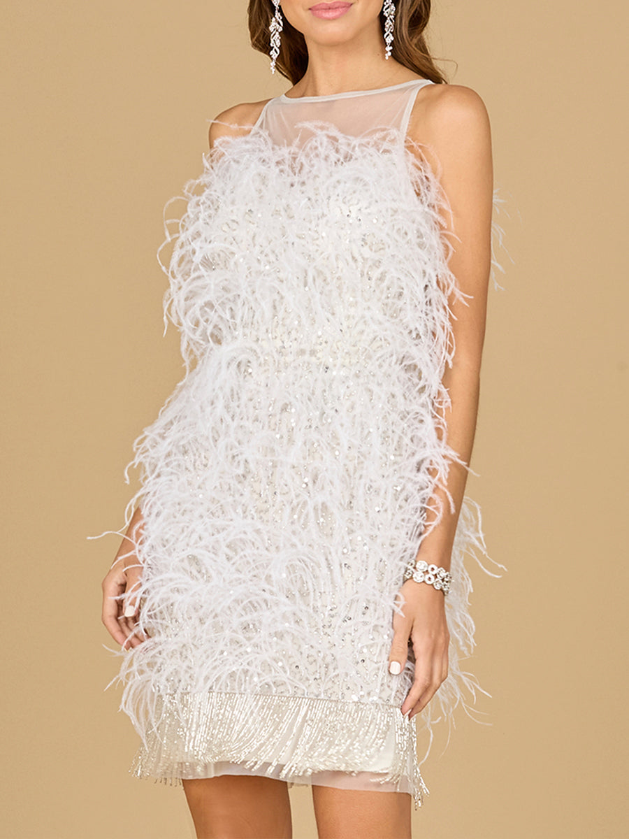 Bridal Cocktail Dress with Feathers - JUSTLUXURY