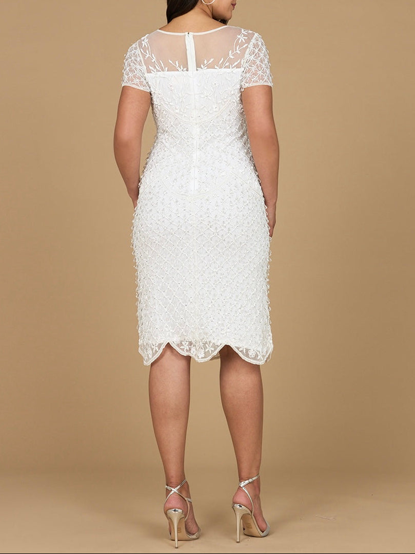 Beaded Midi Dress with Cap Sleeves - OUTLET - JUSTLUXURY