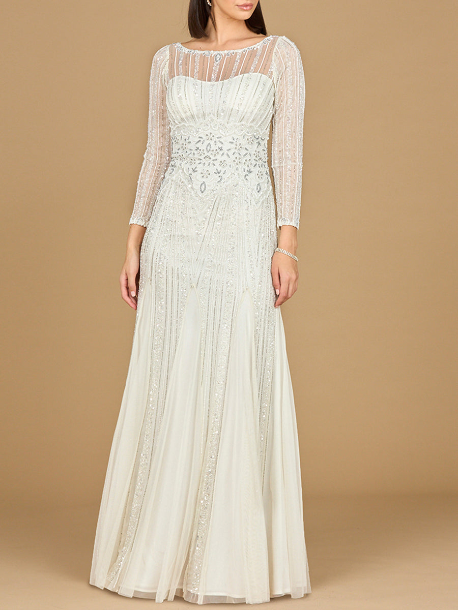 Lara Beaded High Neck Wedding Gown - JUSTLUXURY
