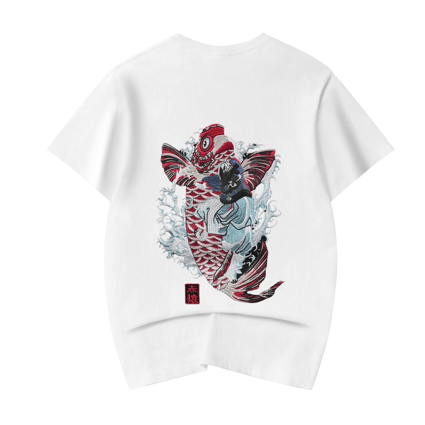 ET520 Red Koi Wave Rider Embroidered Tee