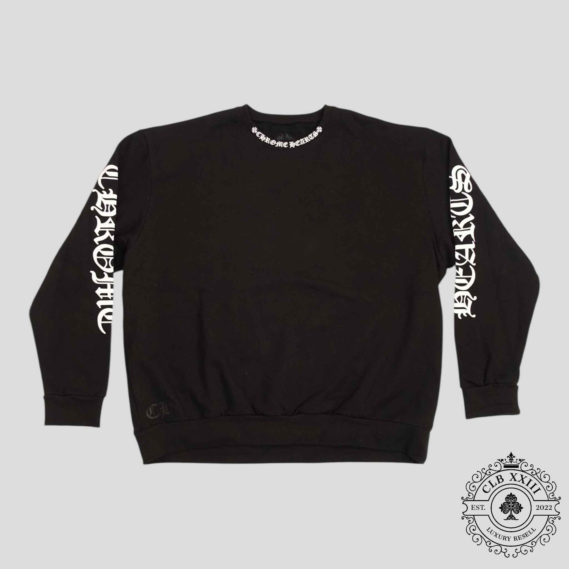 CHROME HEARTS NECK LOGO CREWNECK SWEATSHIRT - BLACK