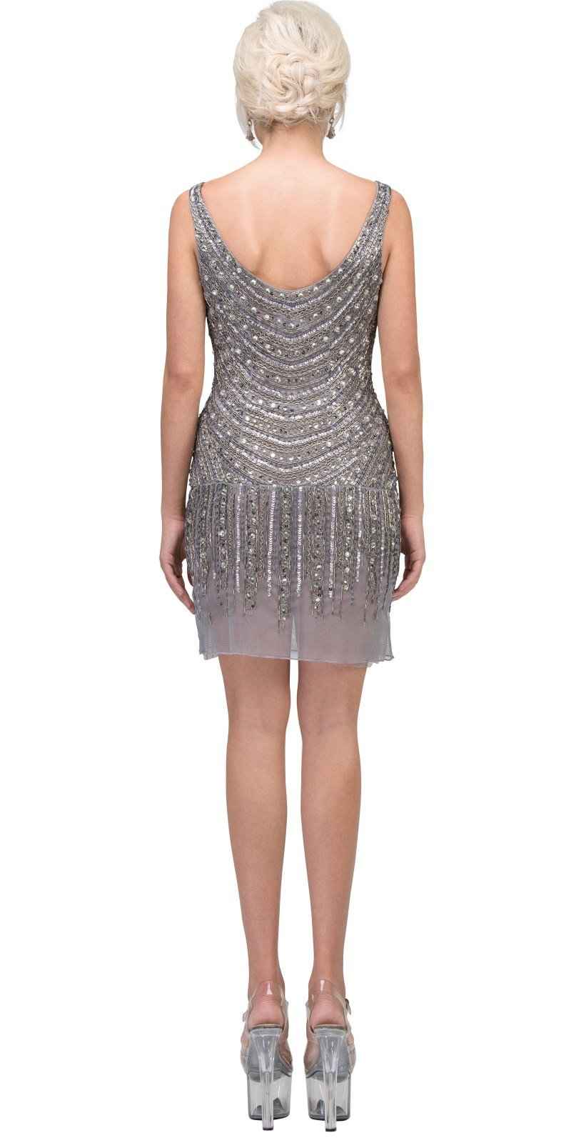 CLEARANCE - Fully Beaded Sexy Champagne Cocktail Dress Embellished (Size Medium)