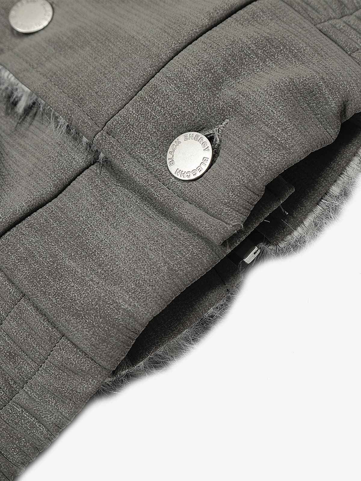 Vintage Dual-layer Collar Fleece-lined Zipper Jacket