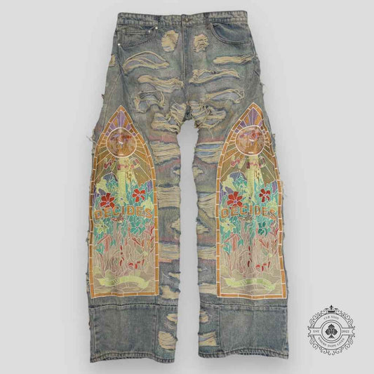 Who Decides War Multicolor Side Embroidery Denim