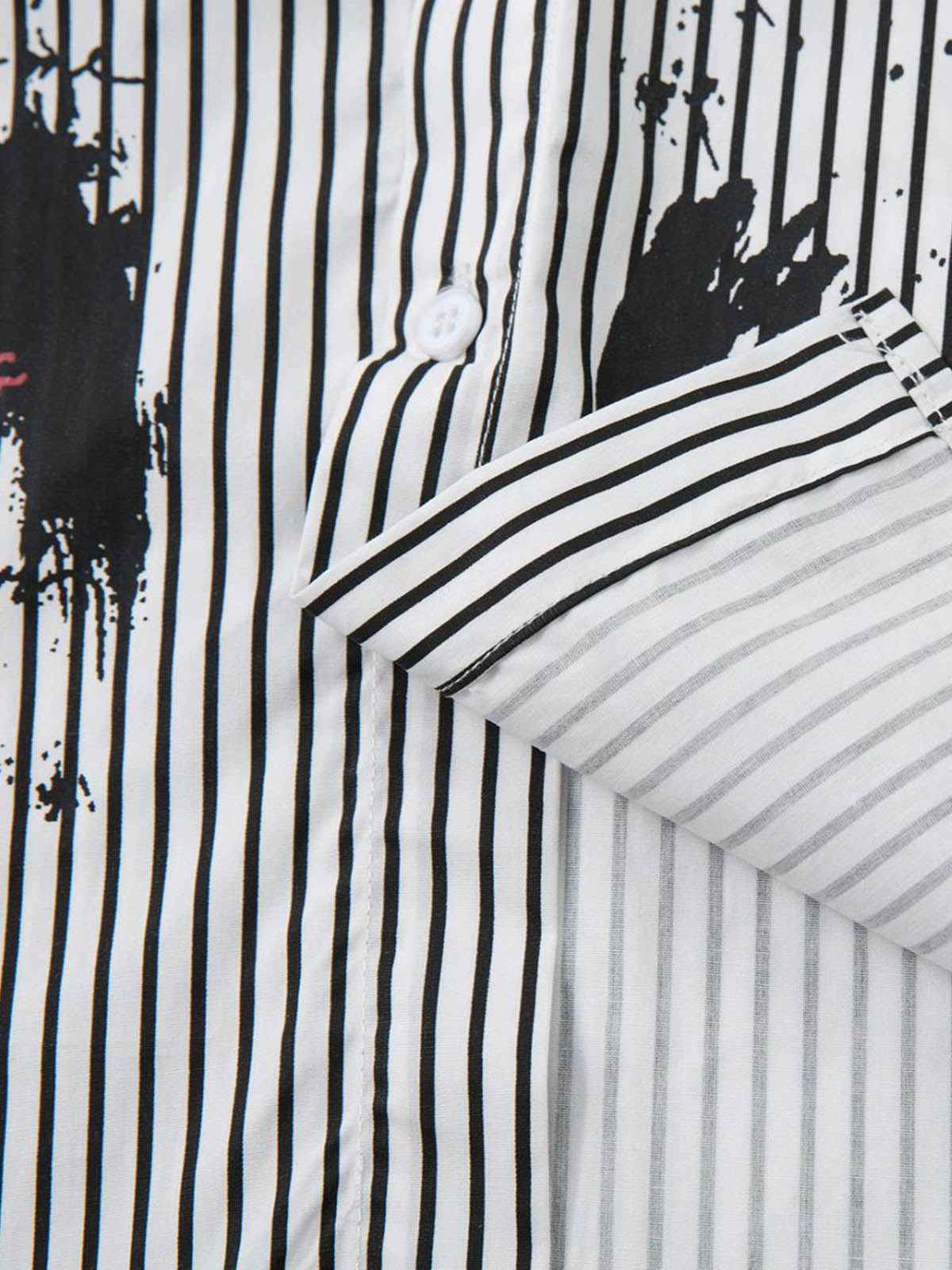 Street Dark Faux Two-Piece Striped Shirt - 2514