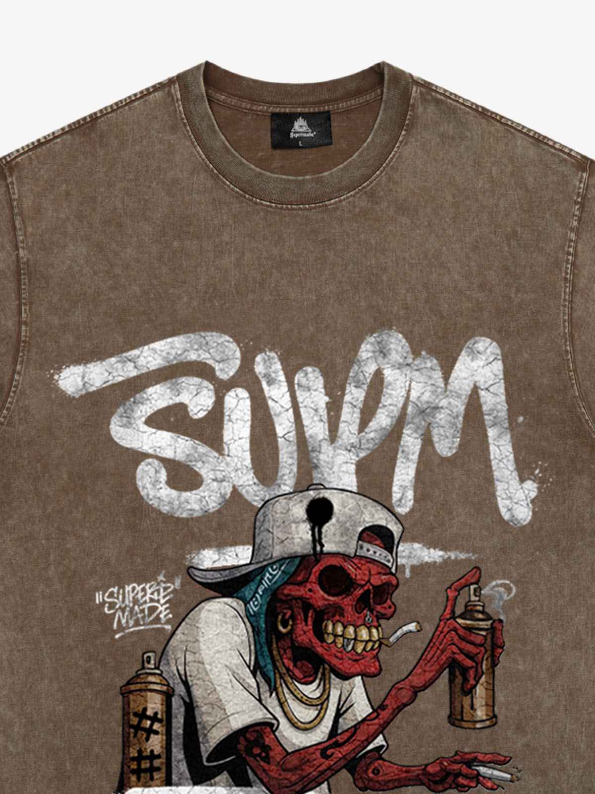 Street Trendy Skull Spray-Paint Graffiti Master T-Shirt
