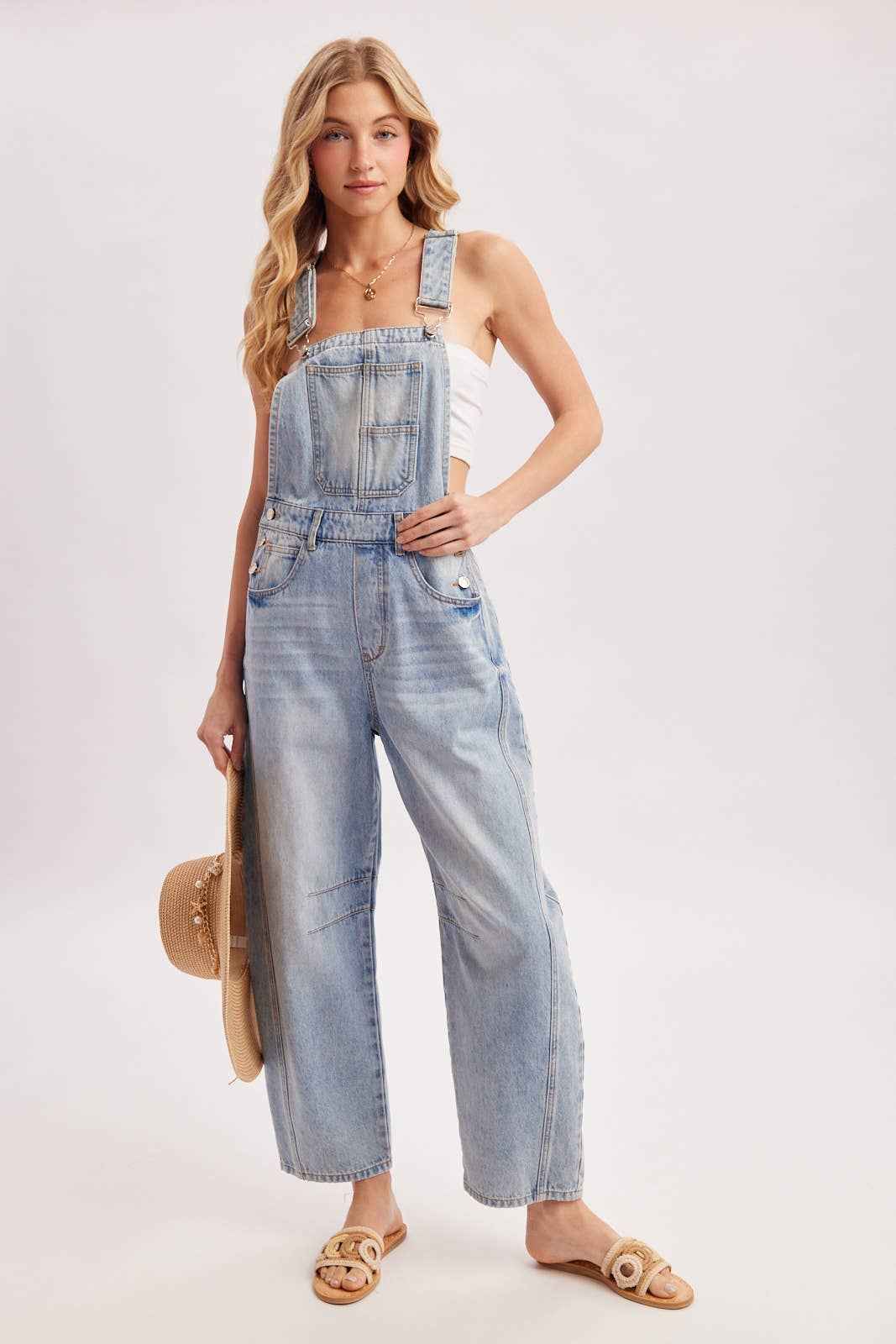 Farrah Denim Barrel Overalls