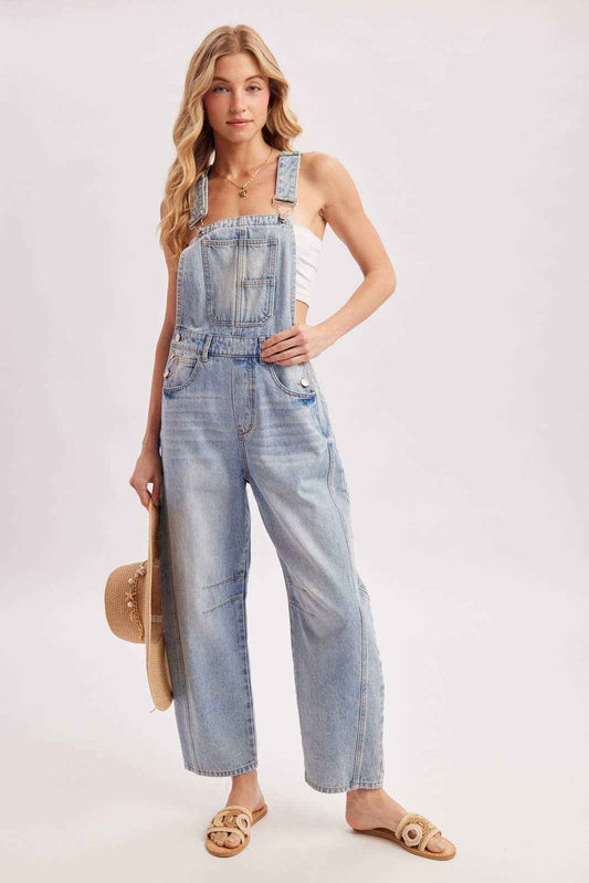 Farrah Denim Barrel Overalls