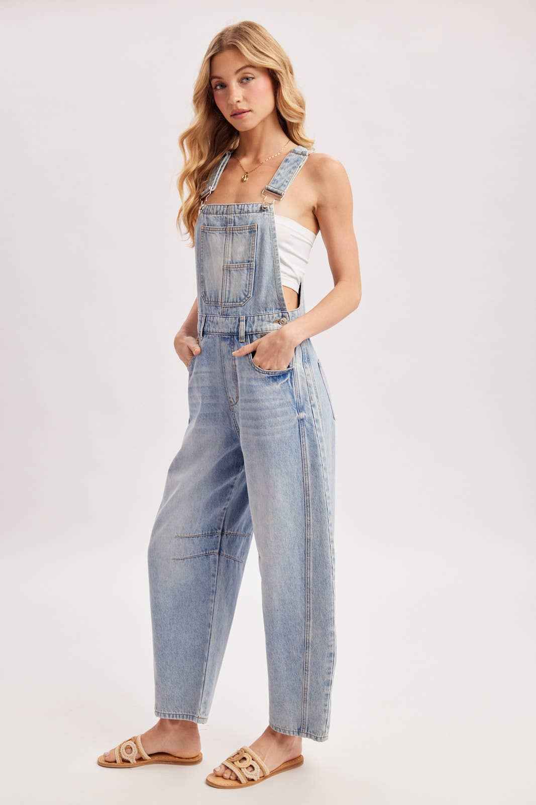 Farrah Denim Barrel Overalls