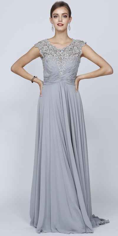 Juliet 585 A-Line Gown Cap Sleeve Empire Waist Full Length