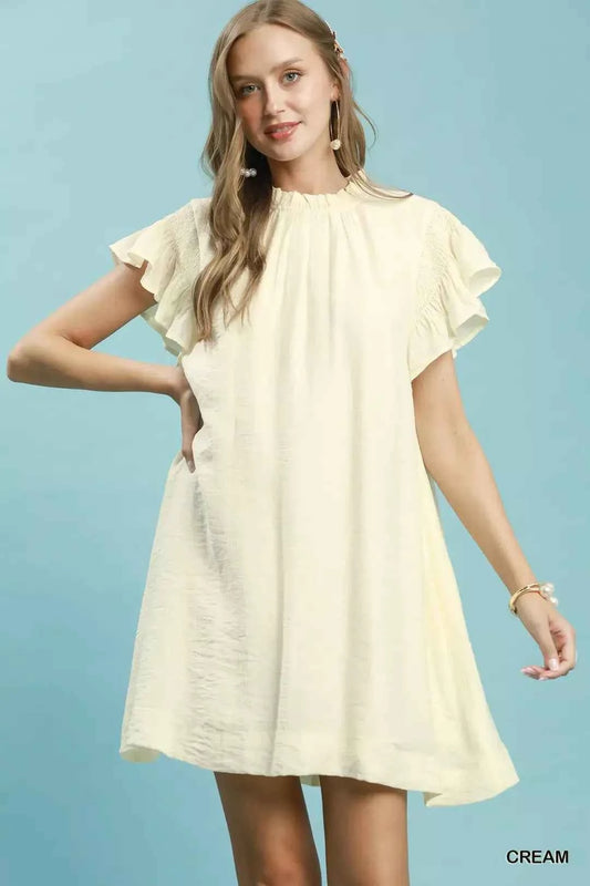 Umgee Ruffle Flutter Sleeve Dress