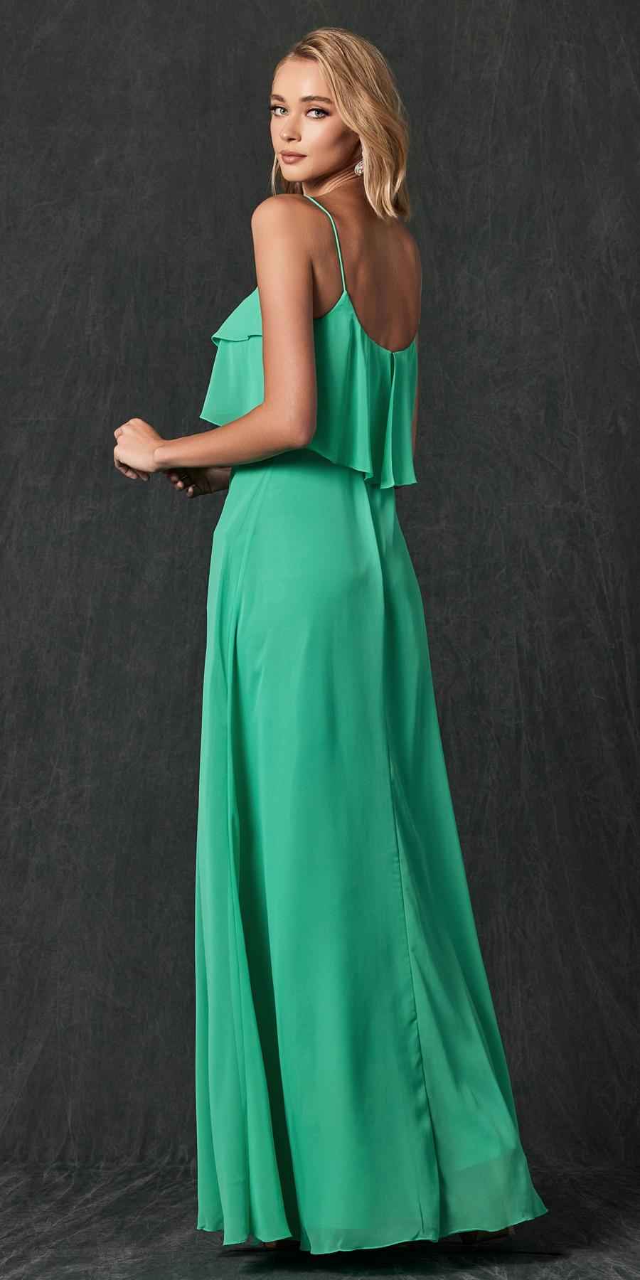 Juliet 591 Long Bridesmaid Dress Ruffled Bodice