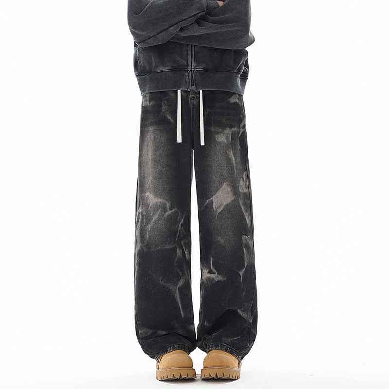 Street Style Gray Green Camouflage Denim Pants Men