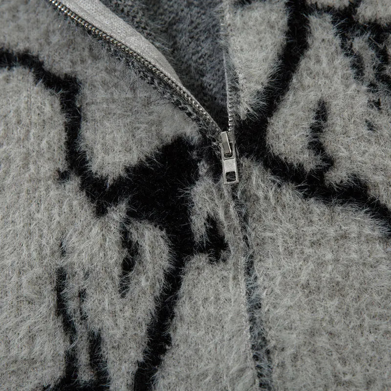 Mohair Thunder Zip Up Sweater Jacket