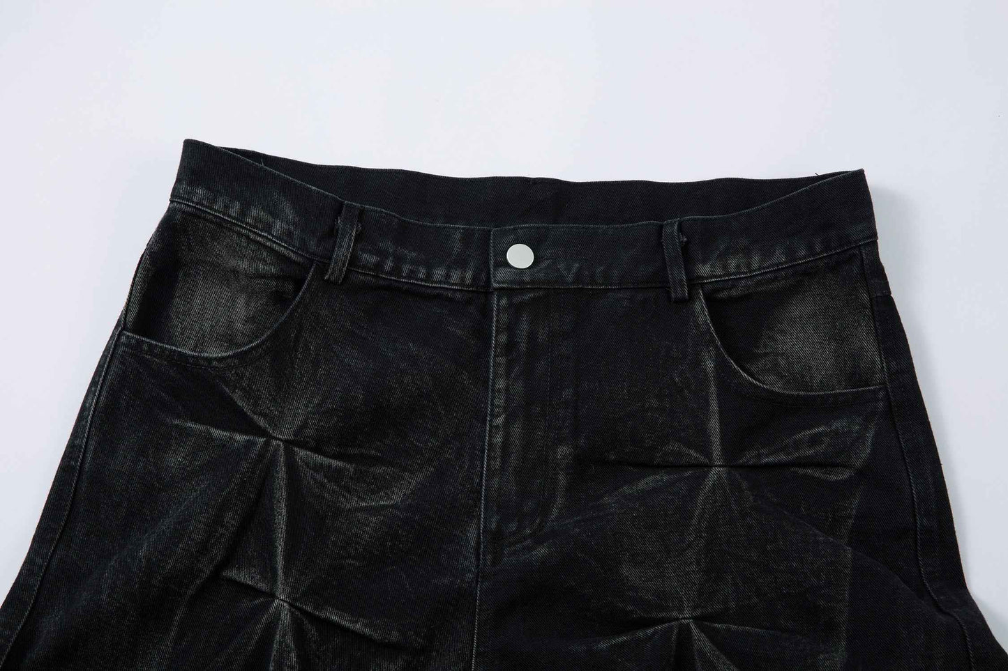 Washed Distressed Pleated | Baggy Jeans