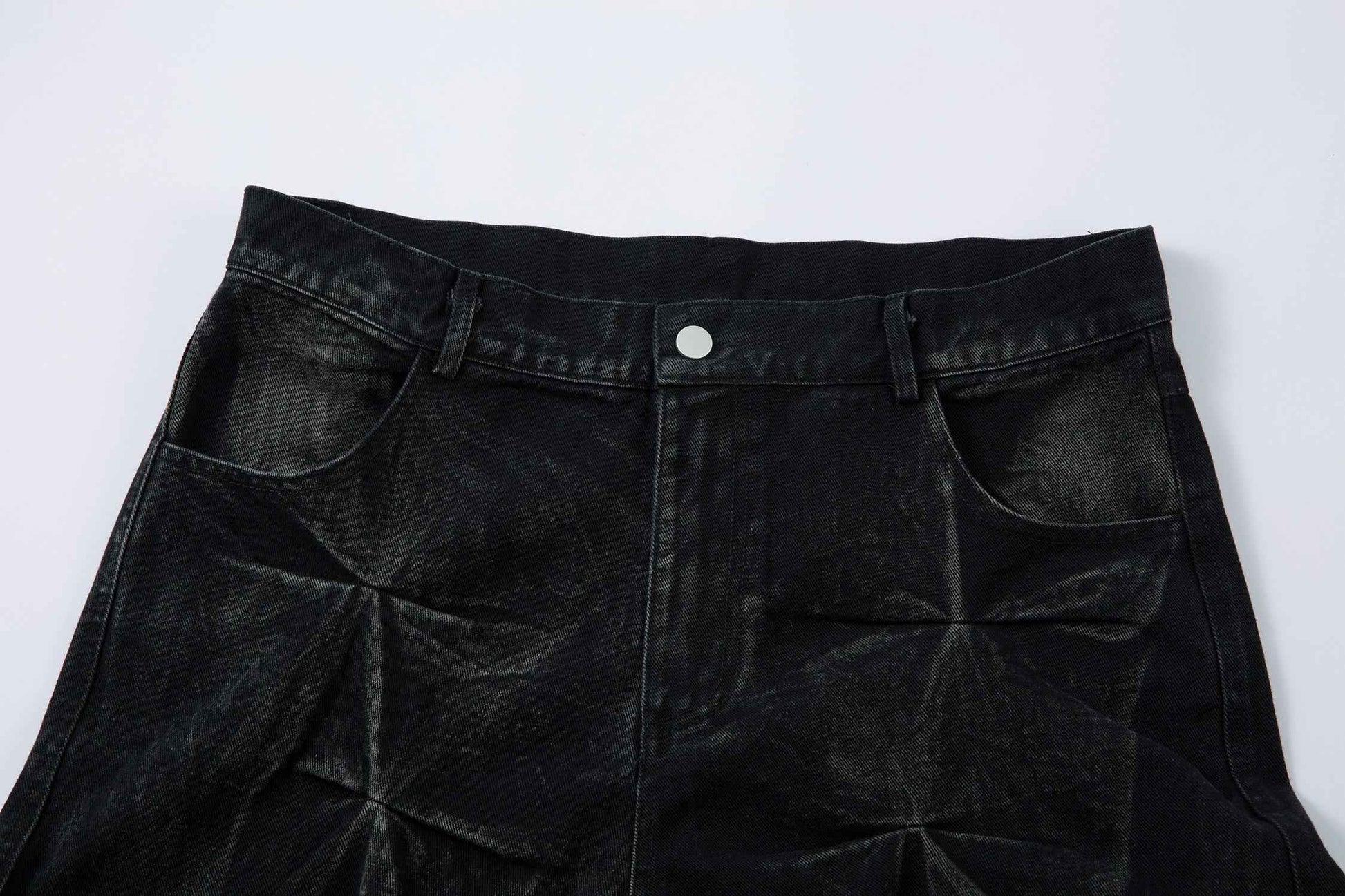 Washed Distressed Pleated | Baggy Jeans