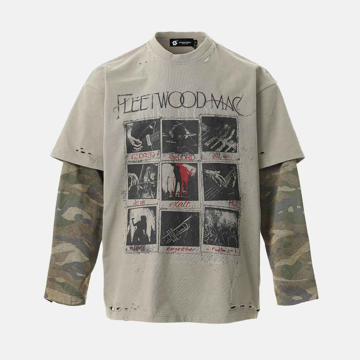 Distressed Camouflage | Two-Piece Graphic T-Shirt