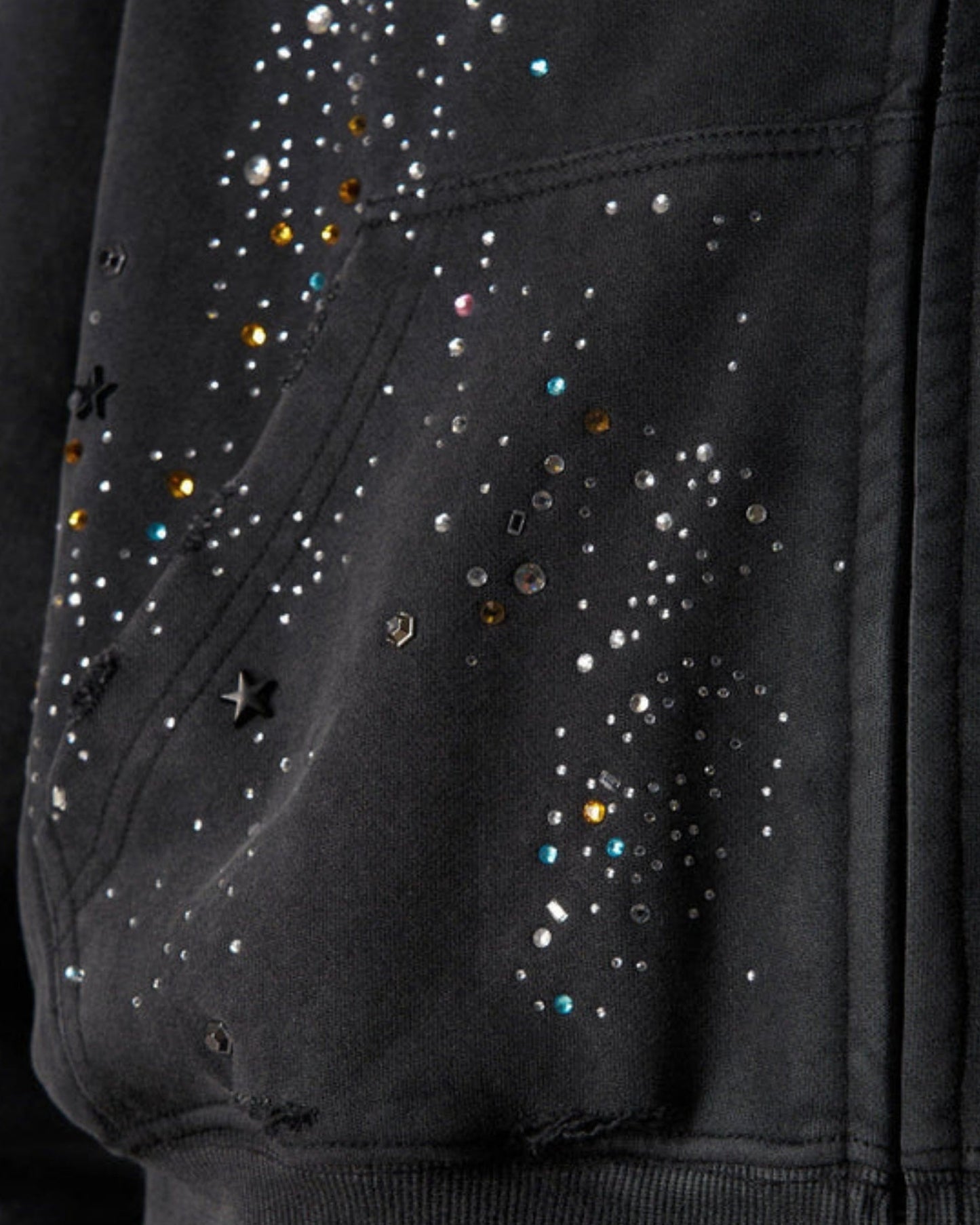 Zip Up Hoodie Rhinestone