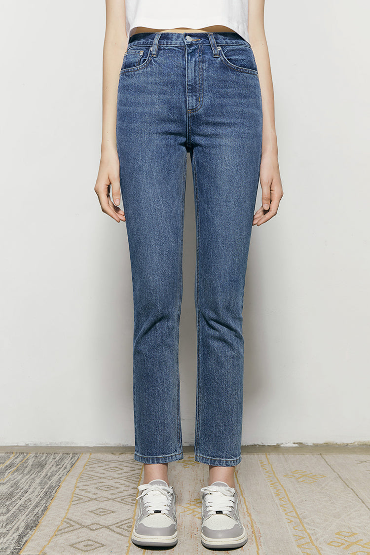 Two Shots High Rise Straight Crop Jeans HJ013 - JUSTLUXURY