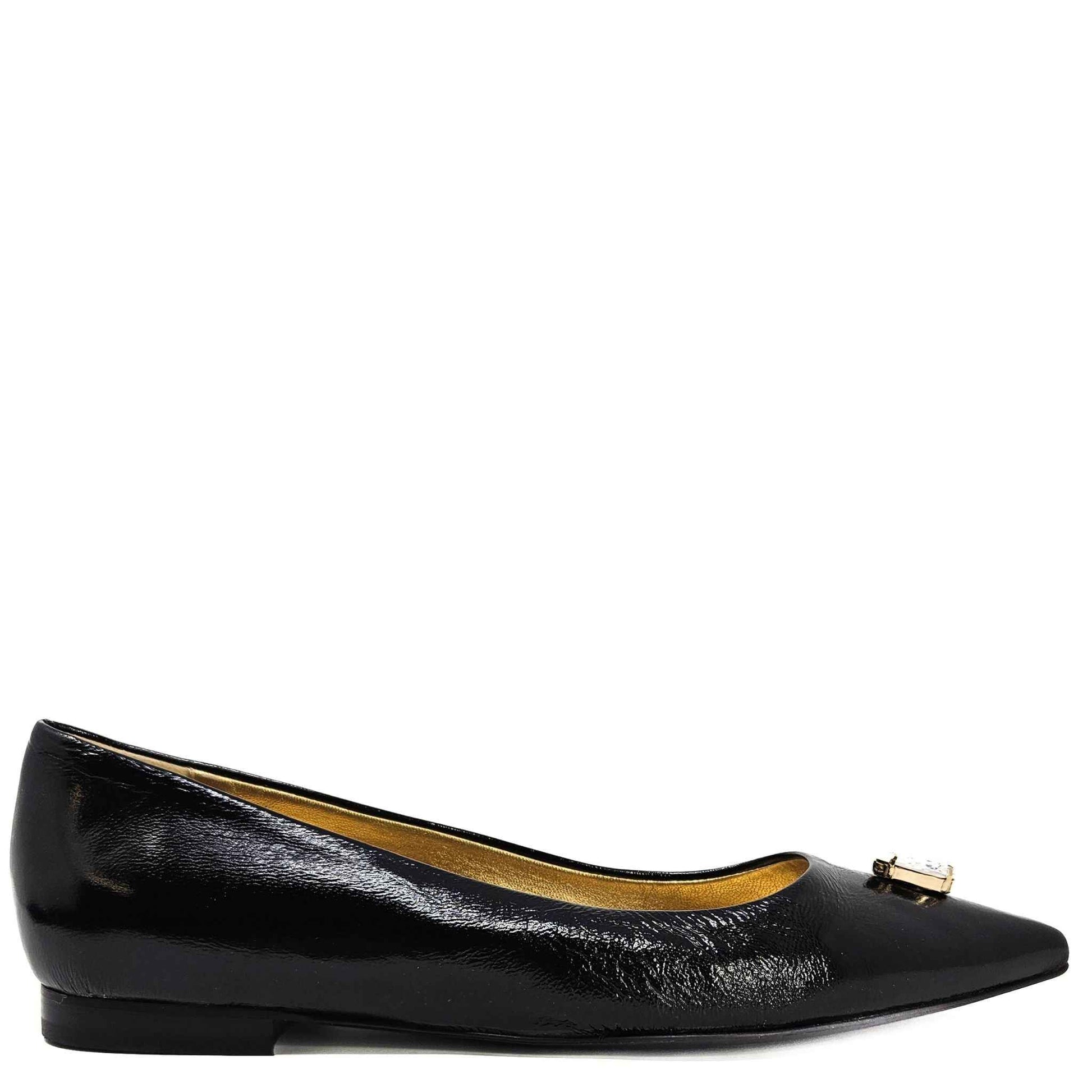 Maira Black Pointy Ballet With Jewel