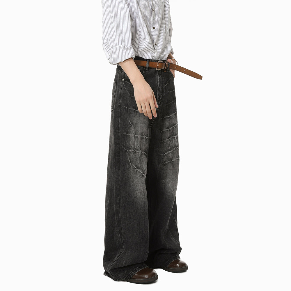 Cross Scratch | Wide Denim Jeans
