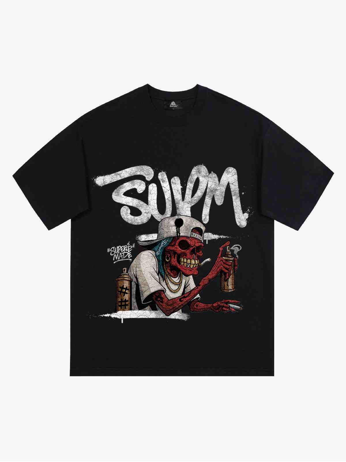 Street Trendy Skull Spray-Paint Graffiti Master T-Shirt