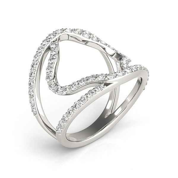 14k White Gold Diamond Flower Style Dual Band Ring (5/8 cttw)