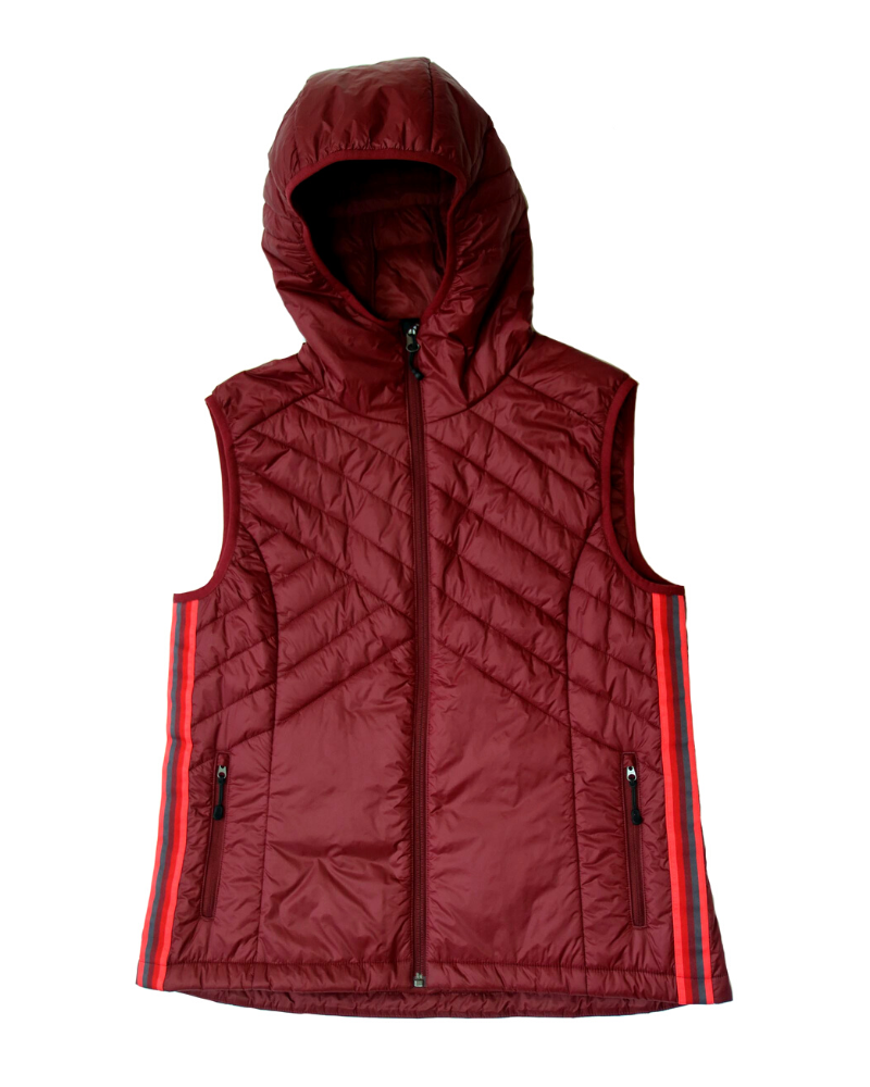Powerstripe Eco-Friendly Down Hooded Vest - JUSTLUXURY