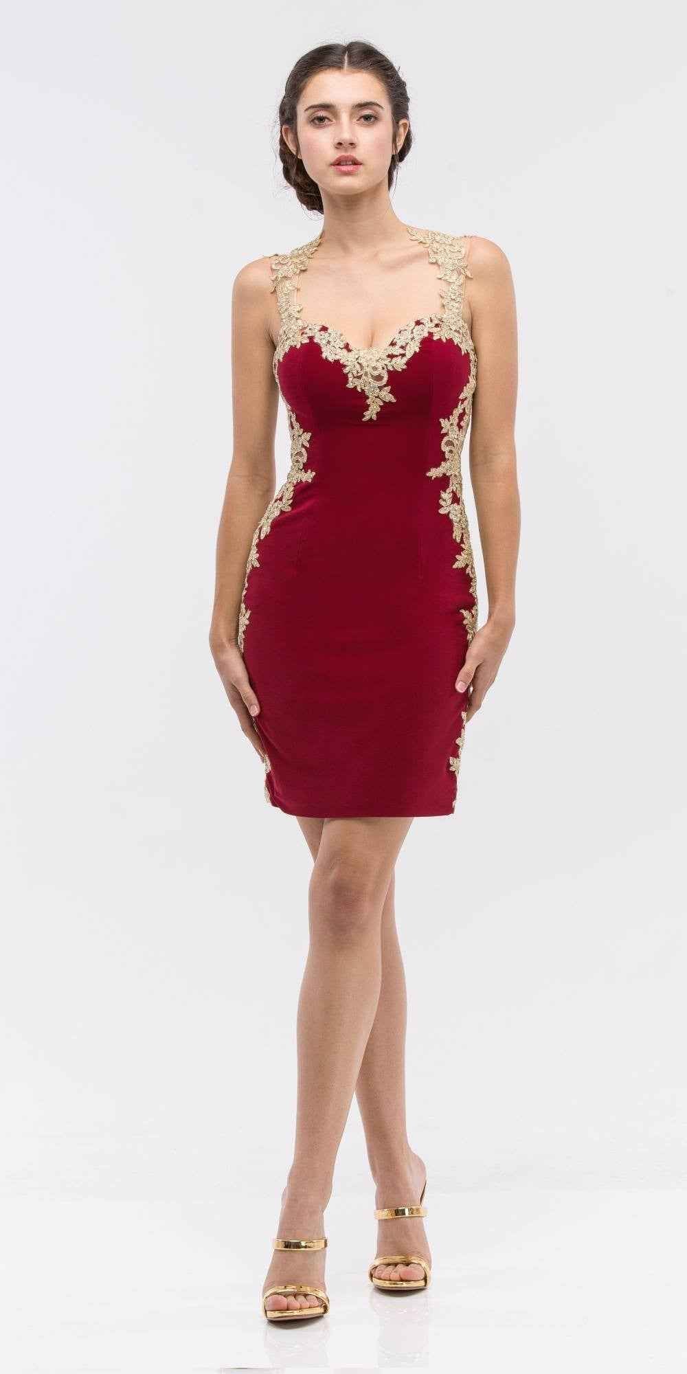 CLEARANCE - Eureka 6016 Lace Applique Sweetheart Short Cocktail Dress (Size XS)