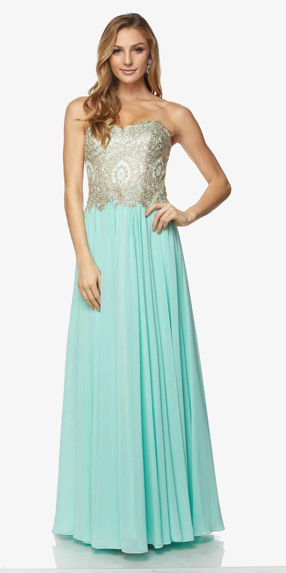 Juliet 608 Embroidered Bodice Long Formal Dress Lace Up Back