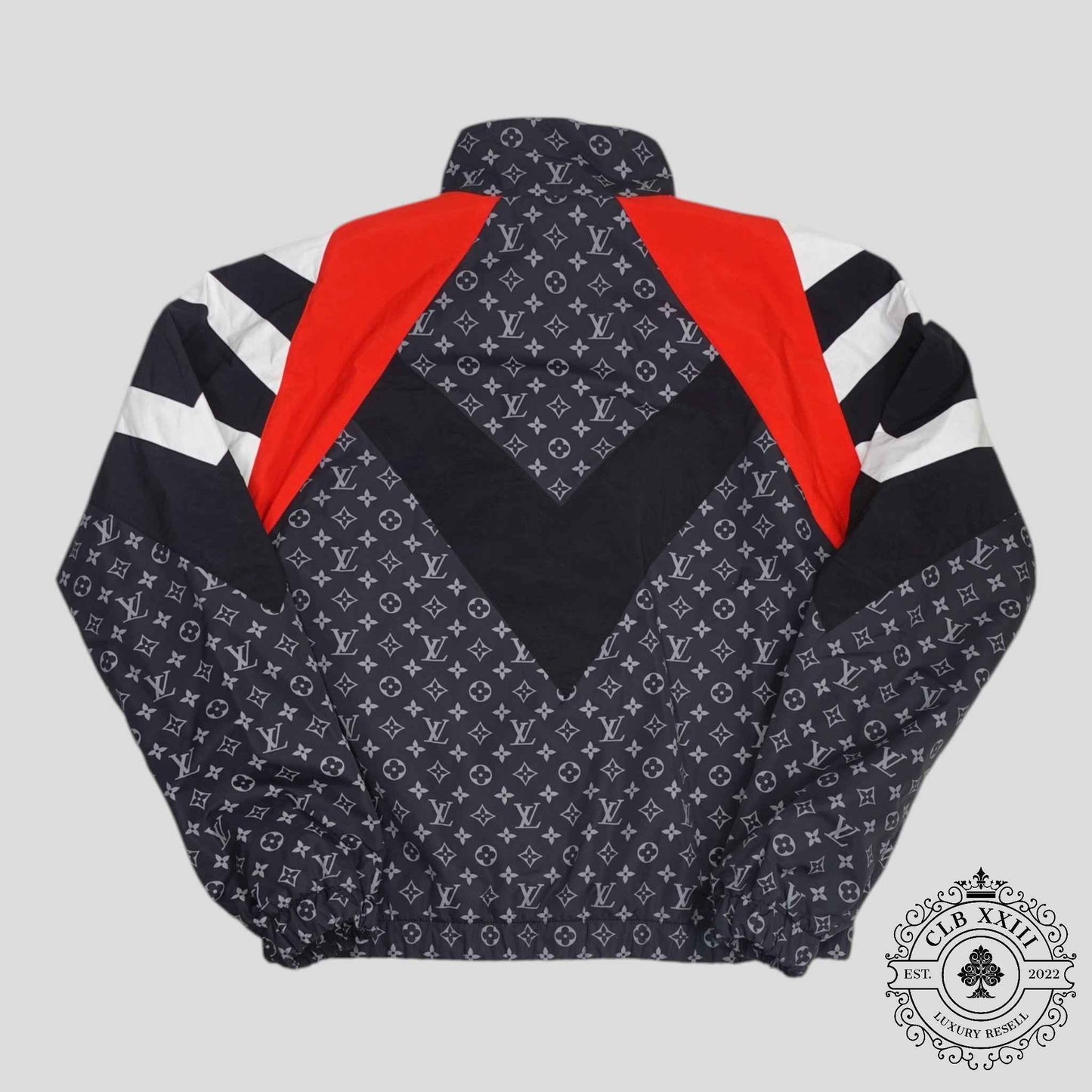 Louis Vuitton Monogram Nylon Printed Track Top in Black
