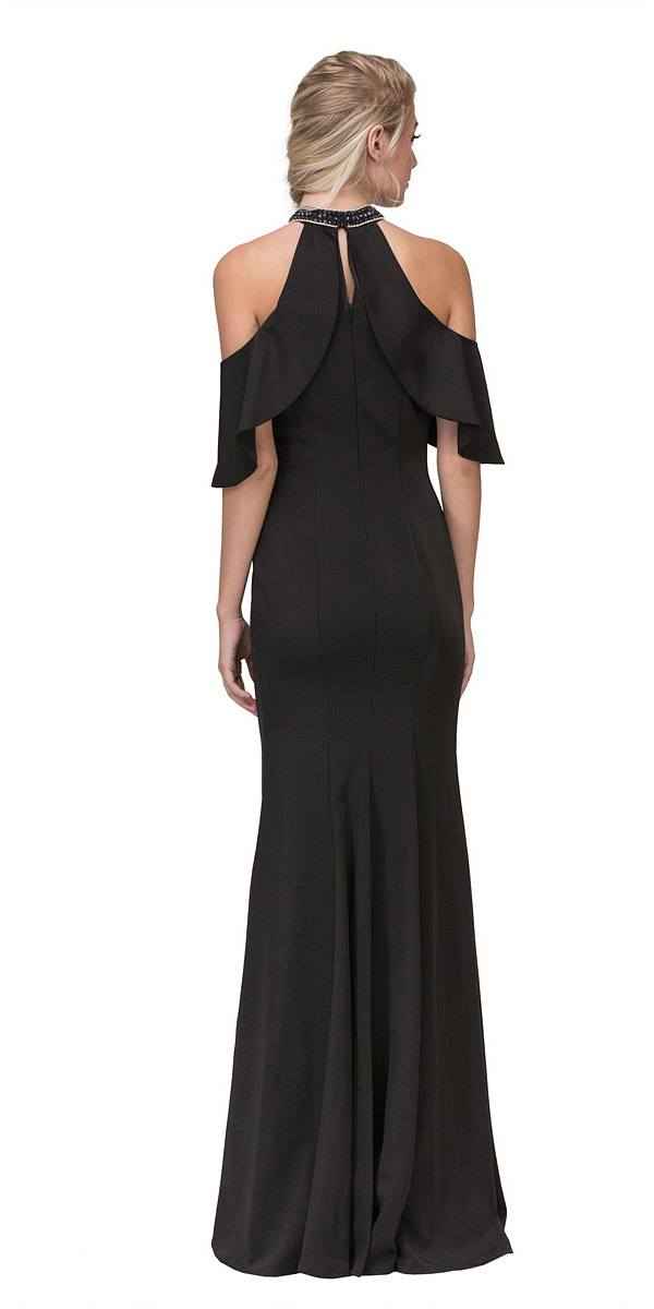 CLEARANCE - Eureka 6110 Cold Shoulder High Neckline Mermaid Gown (Size XS)