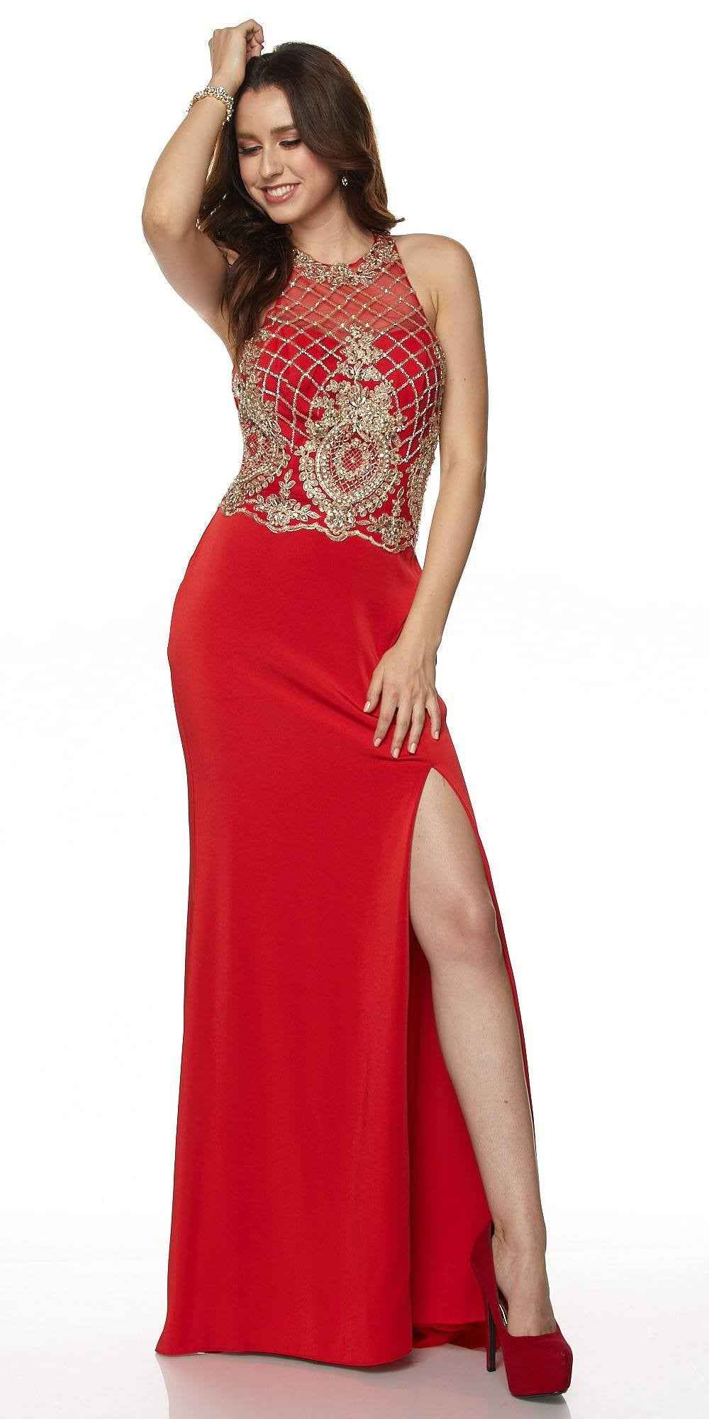 Juliet 614 Sexy Floor Length Formal Gown Cut Out Back Slit