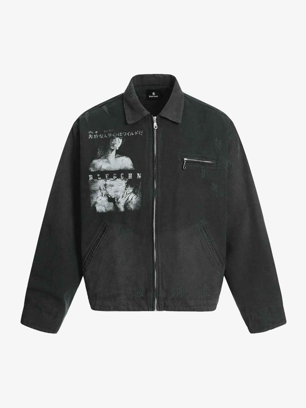 Vintage Washed Character Graphic Jacket