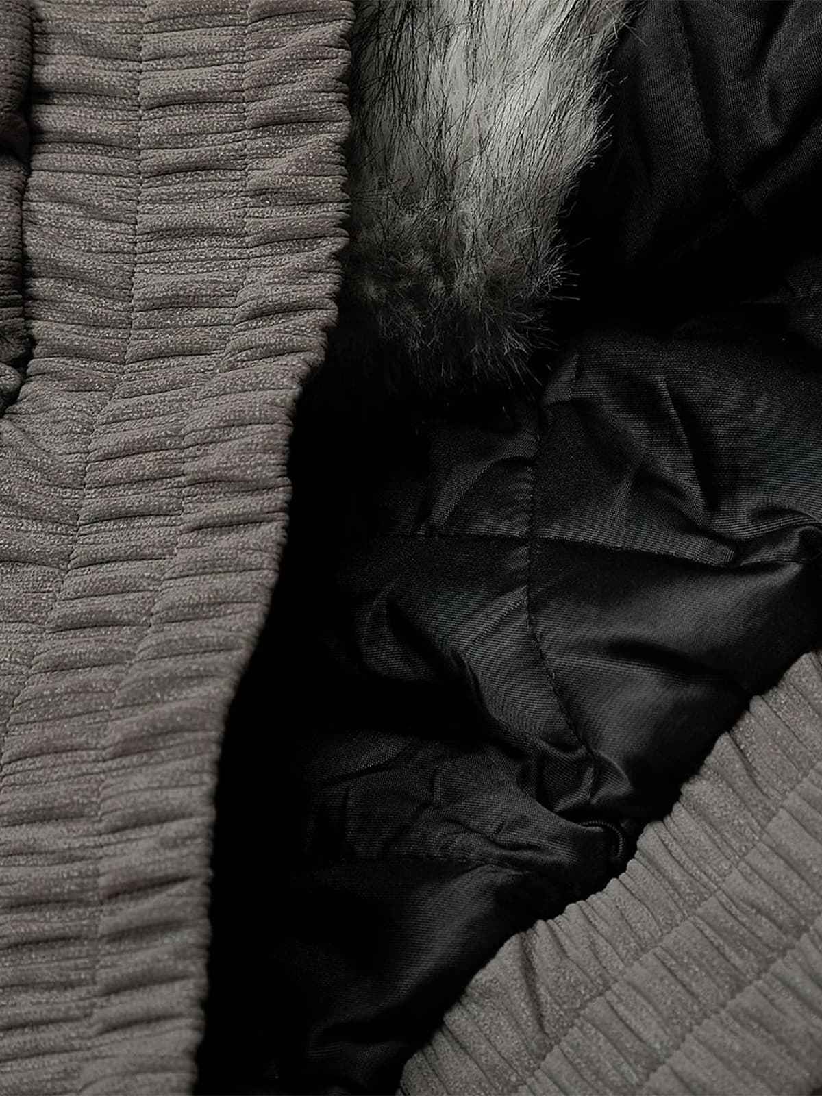 Vintage Dual-layer Collar Fleece-lined Zipper Jacket