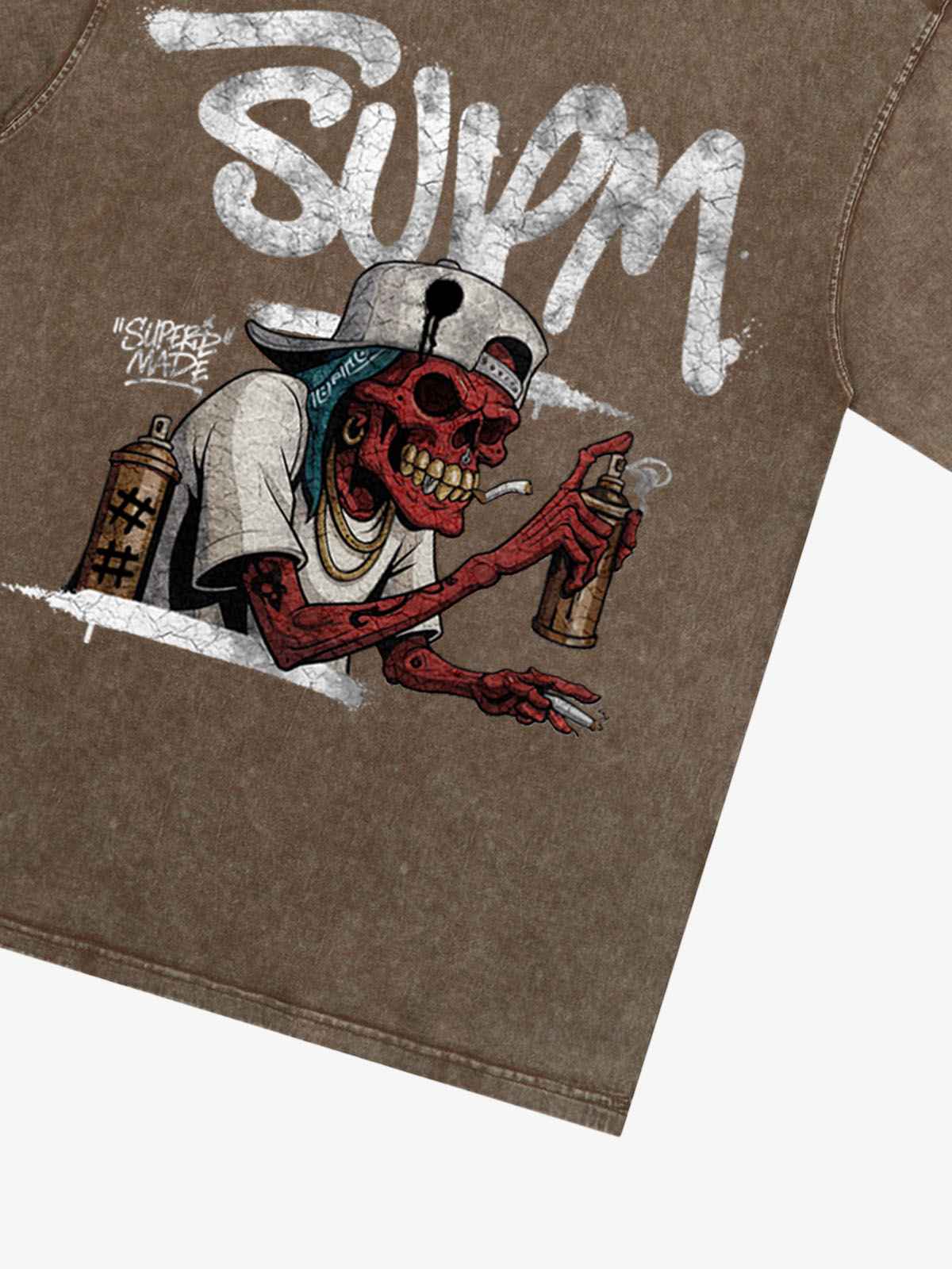 Street Trendy Skull Spray-Paint Graffiti Master T-Shirt