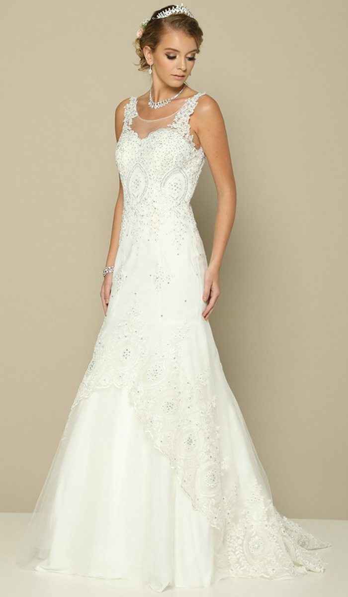Juliet 654 Mermaid Gown Lace Up Back Embroidered