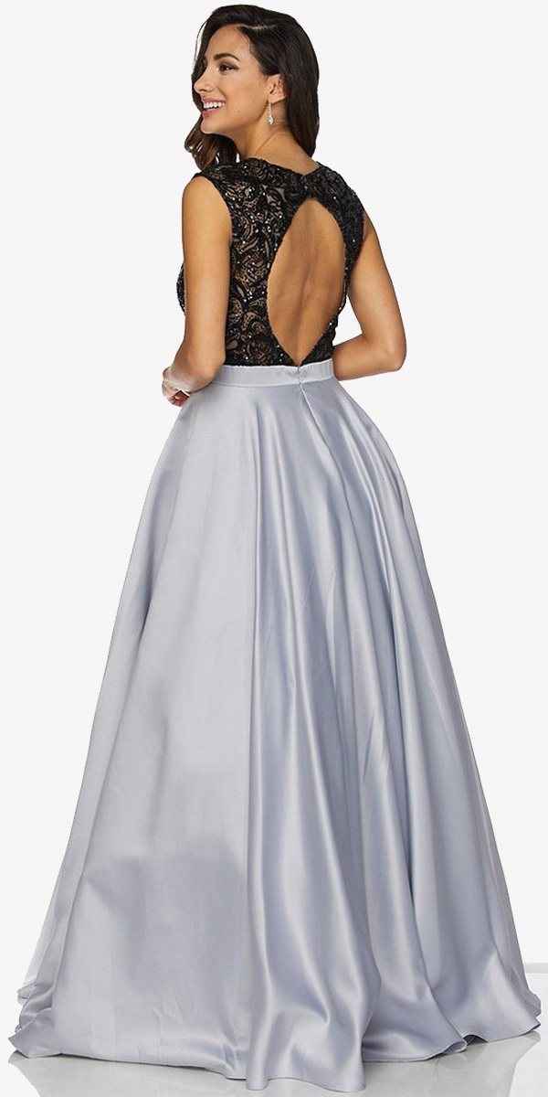 Juliet 661 Sleeveless Floor Length A-line Dress Keyhole Back