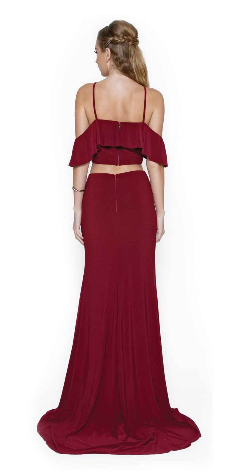 Juliet 662 Cold-Shoulder Two-Piece Gown with Slit