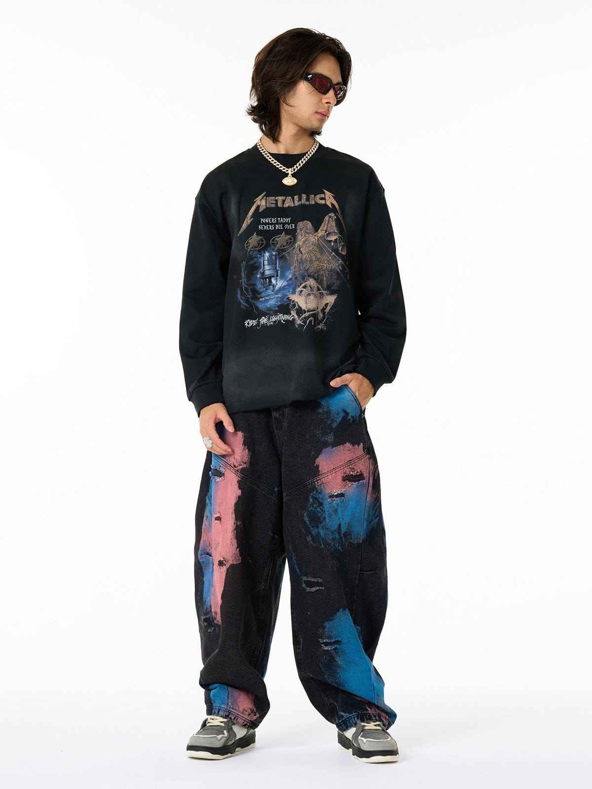Long Sleeve Metallica Distressed