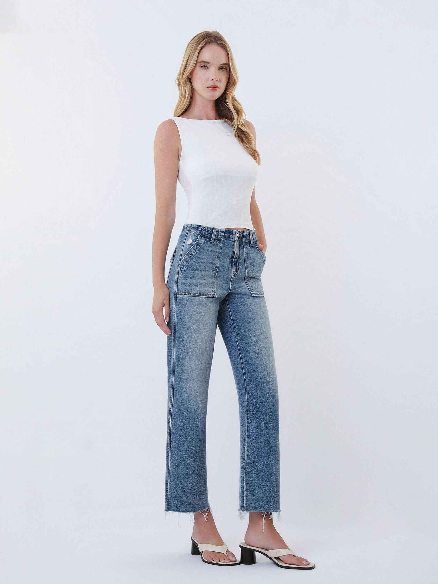 Aileeah High Rise Patch Pocket Jeans