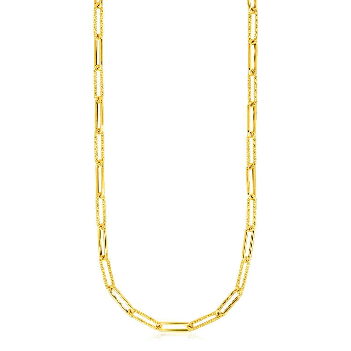 14k Yellow Gold Textured Paperclip Chain (3.5mm)