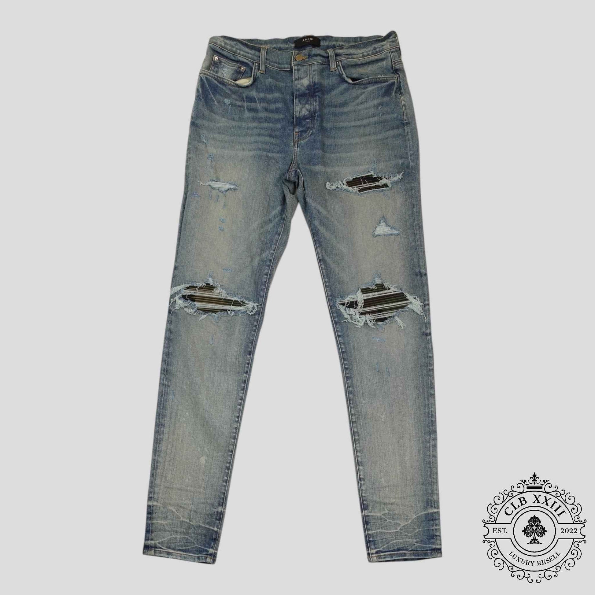 Amiri MX1 Camo Patch Jeans in Clay Indigo