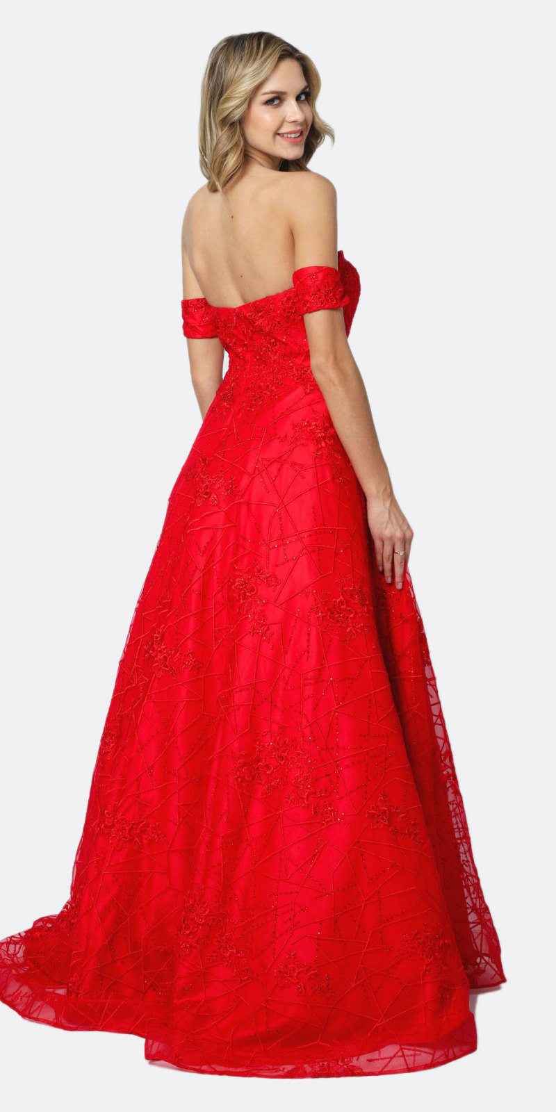Juliet 692 Long Embroidered Lace Ball Gown Dress With Arm Band
