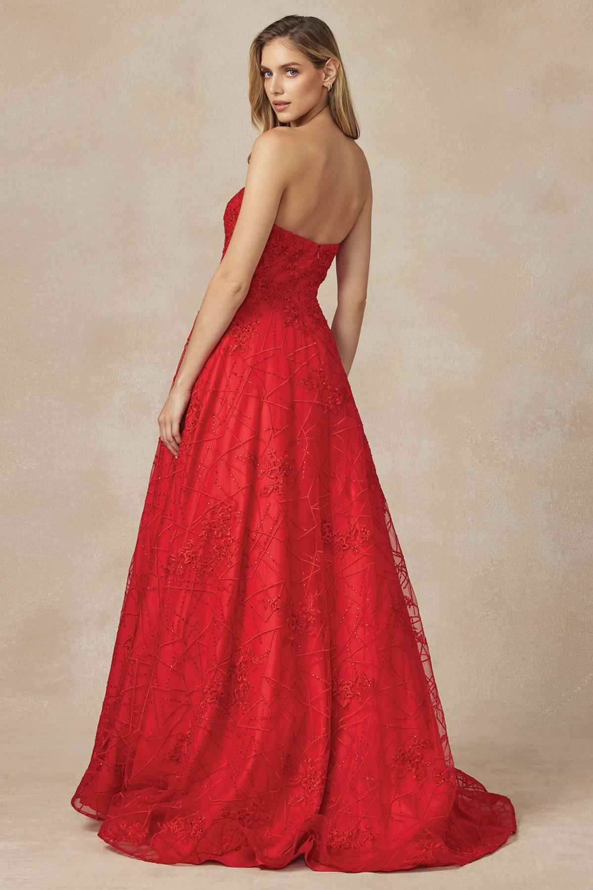 Juliet 692 Long Embroidered Lace Ball Gown Dress With Arm Band